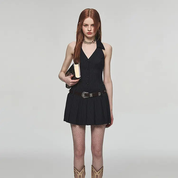 French Kikyo Off-Shoulder Spicy Girl Dress - # GIAA231710019