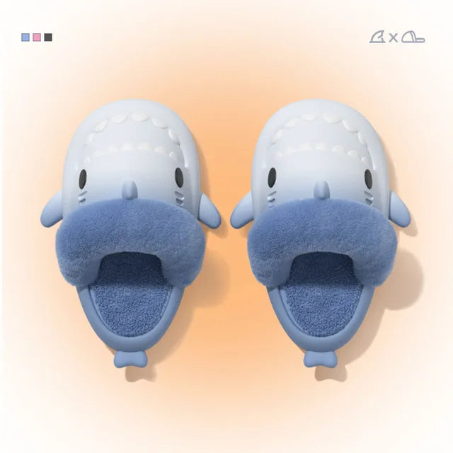 Winter Plush Shark Slippers Boys Men - # BOAA73410003