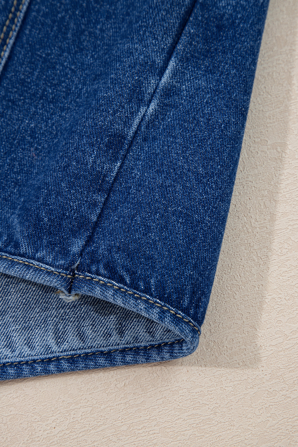 Wash Denim Straight Cut Pocketed Jacket