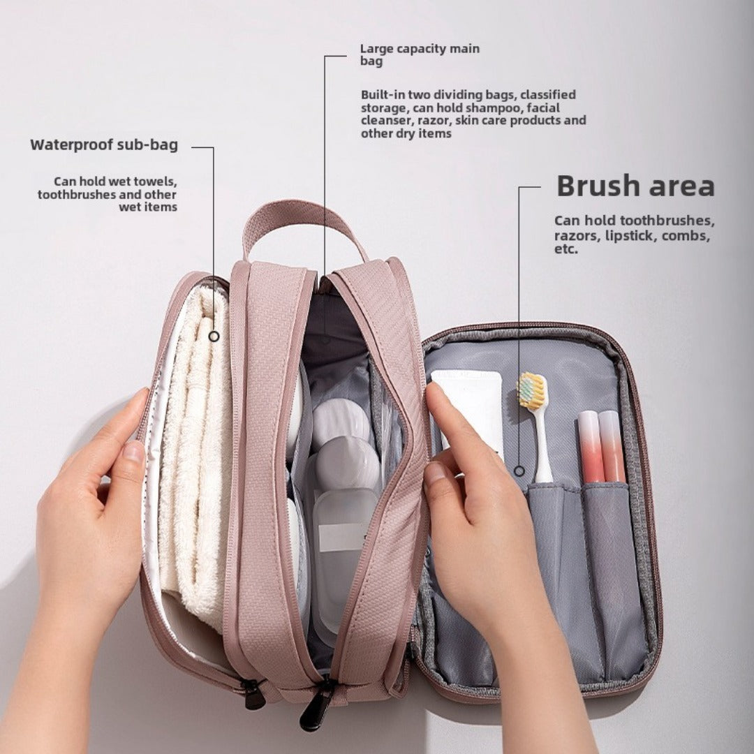 Cosmetic bag, business trip toiletries storage bag, three-layer dry and wet separation men's toilet bag, makeup bag organizer,Makeup bag with compartments,