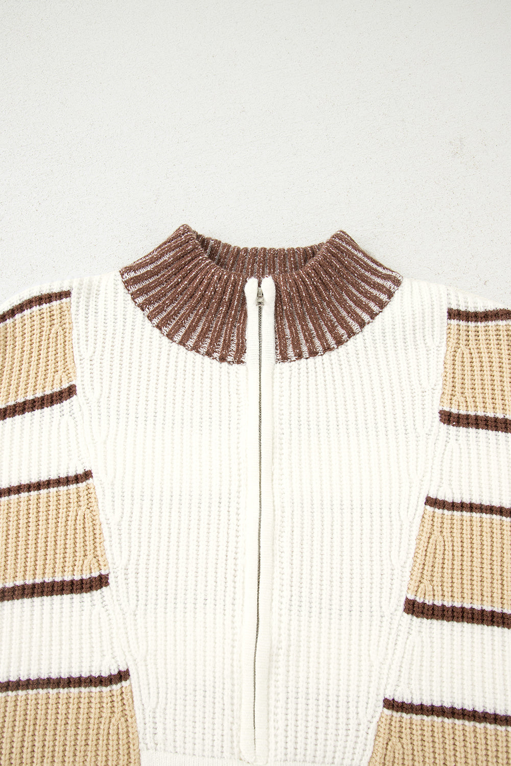 Stripe Half-Zip Drop Shoulder Sweater