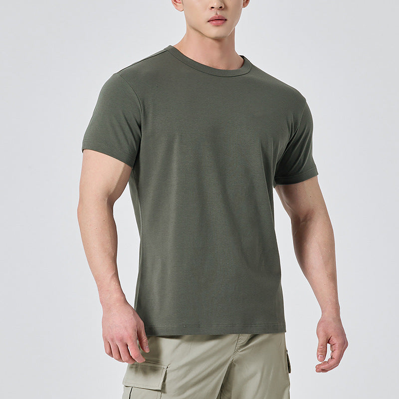 Men's short-sleeved round-neck fitness exercise