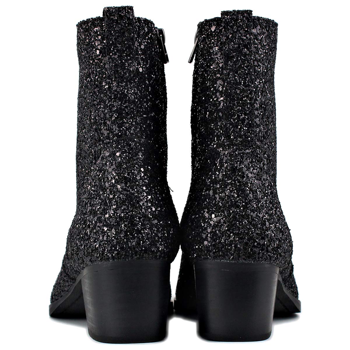 OSSTONE Dress Boot for Men Leather Glitter Chukka Designer Boots Casual Heel Shoes Zipper-up