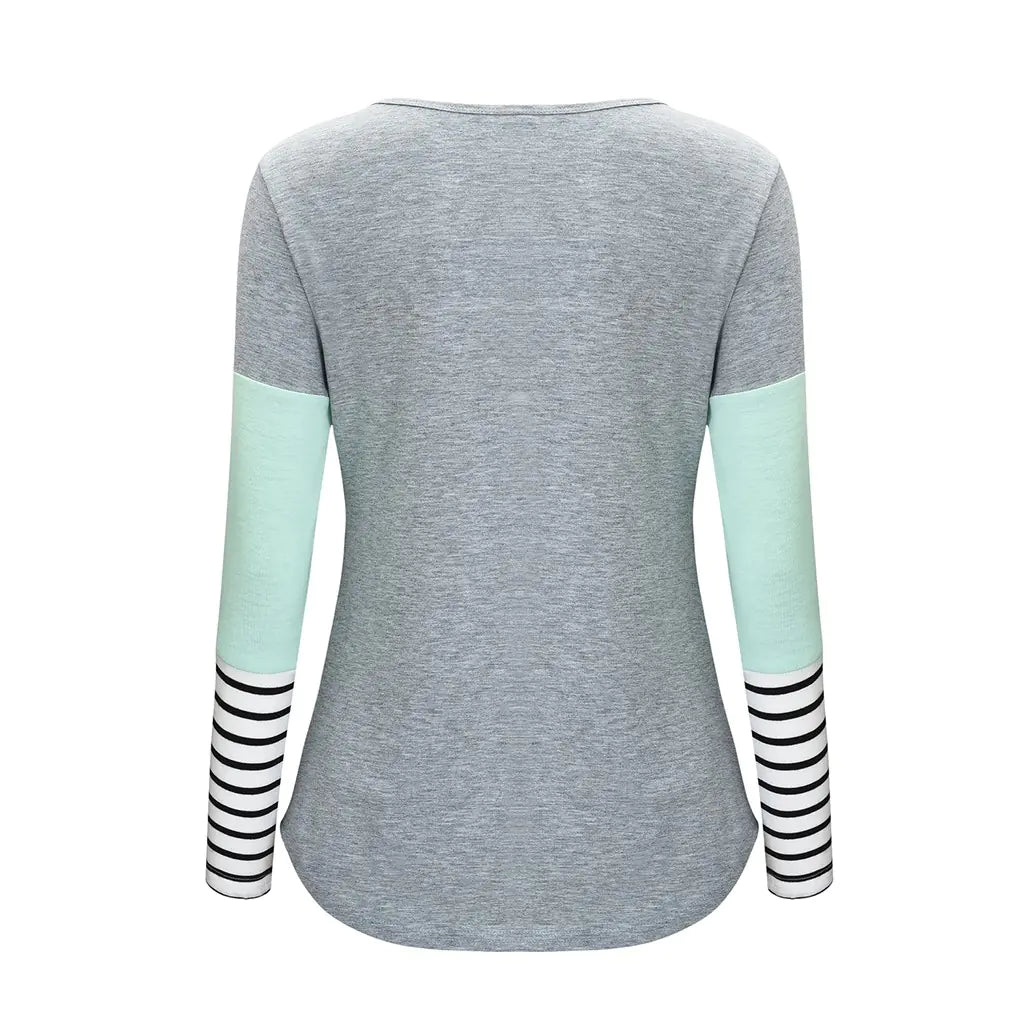 Maternity Nursing T-Shirt with Stitching and Long Sleeves - # BAGE211510102-NURSG