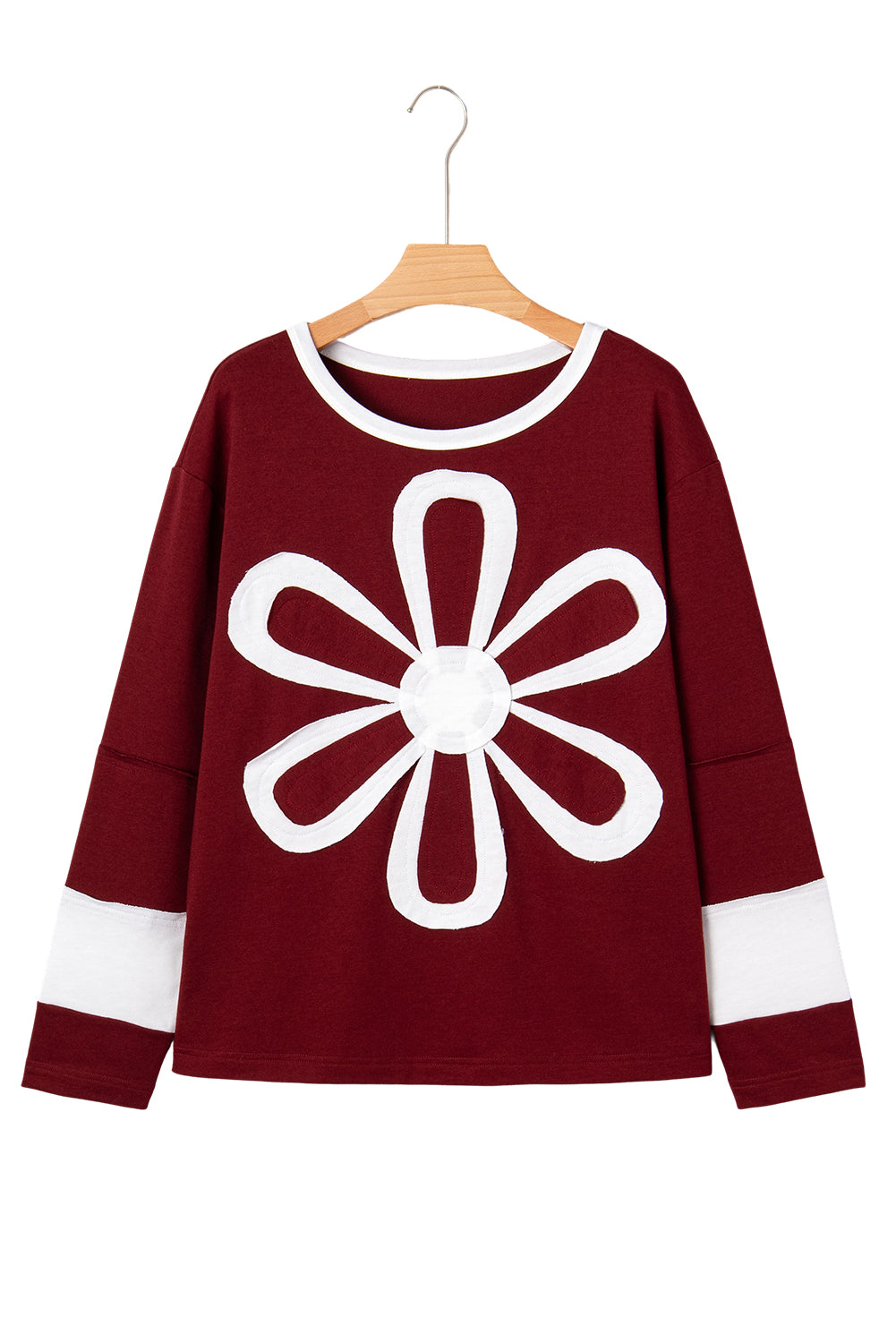 Floral Patch Long Sleeve Crewneck Top