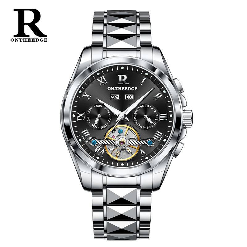 Men's Automatic Skeleton Mechanical Watch with Waterproof Feature