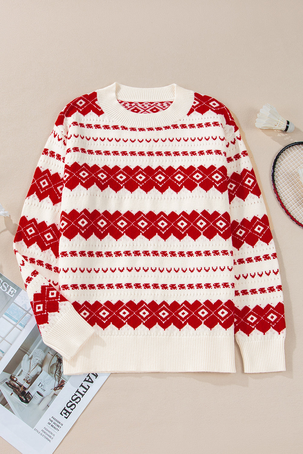Christmas Western Geometric Crew Neck Sweater
