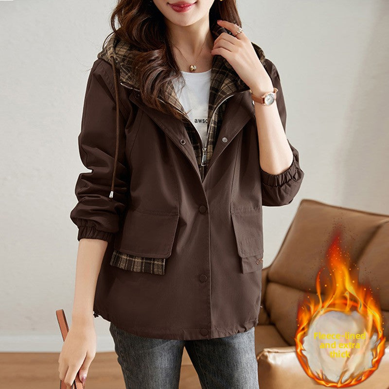 Mid-Length Fleece-Lined Casual Coat for Women