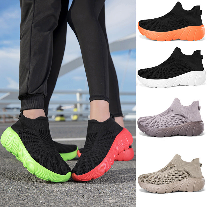 Thick-soled fly-knit sports shoes