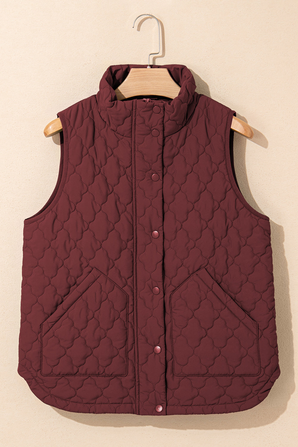 Quilted Zip-Up Snap Button Pocketed Vest