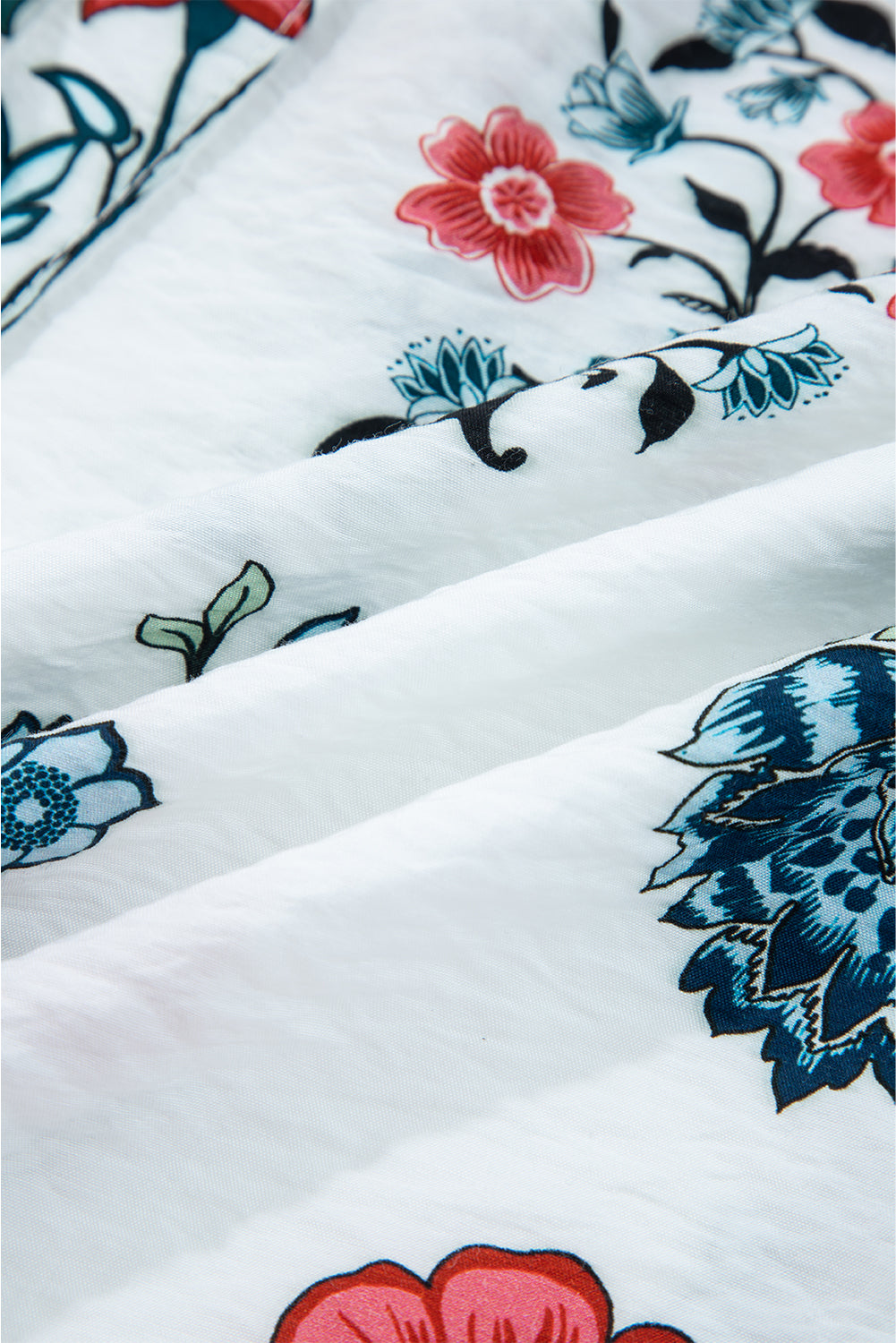 Floral Frilled V-Neck Long Sleeve Buttoned Shirt