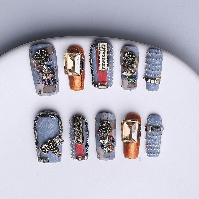 1066 Handmade Nail Wear Nail Art Reusable Press on Nails False Nails Hand Drawing Nails