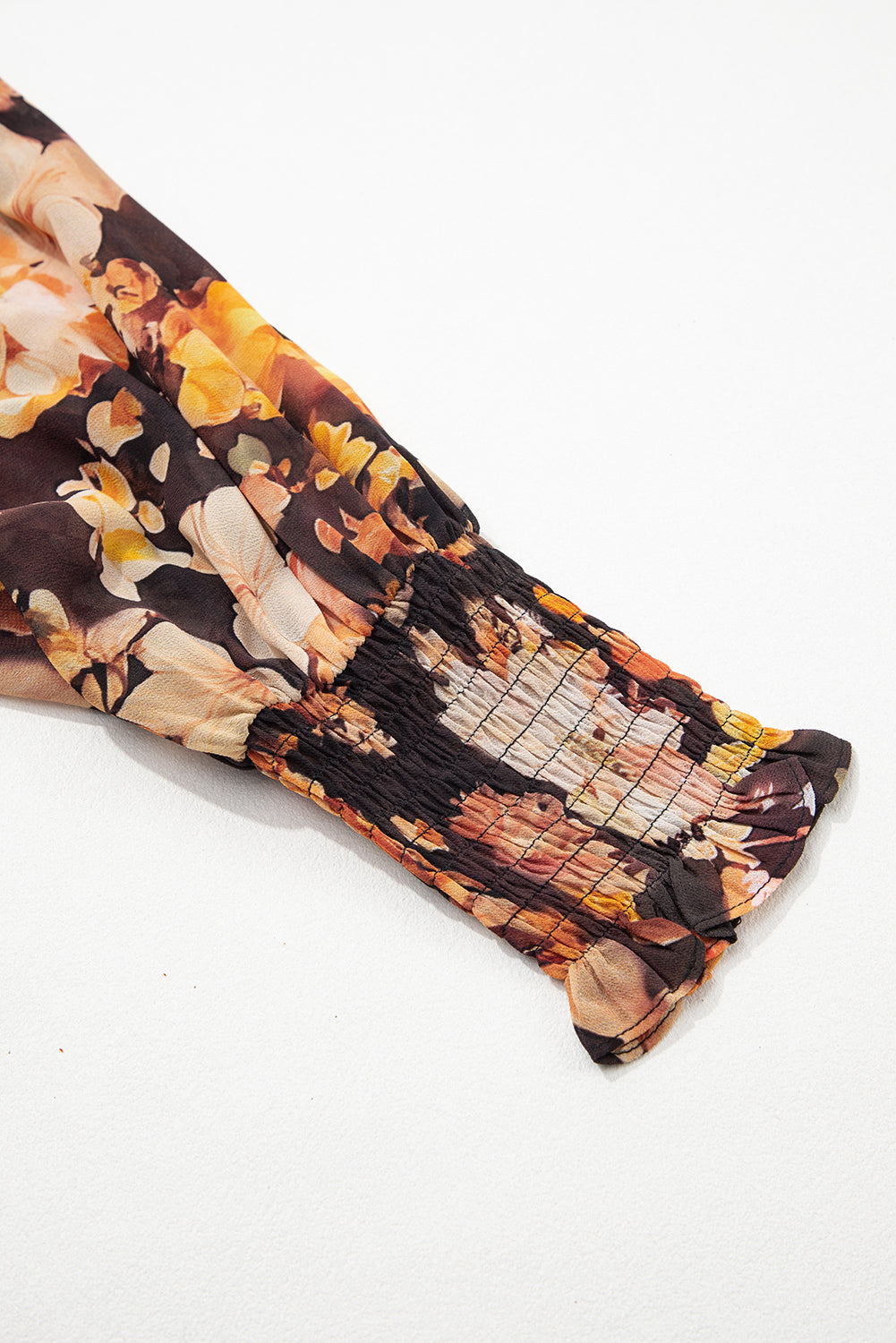 Floral V-Neck Long Puff Sleeve Blouse