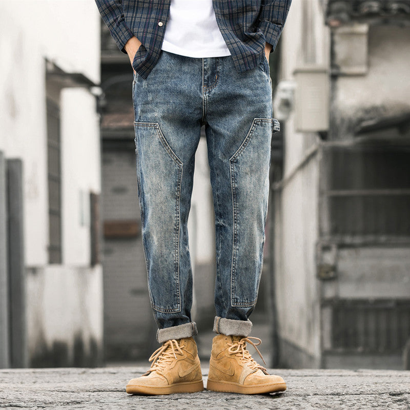 Seam-stitched workwear jeans