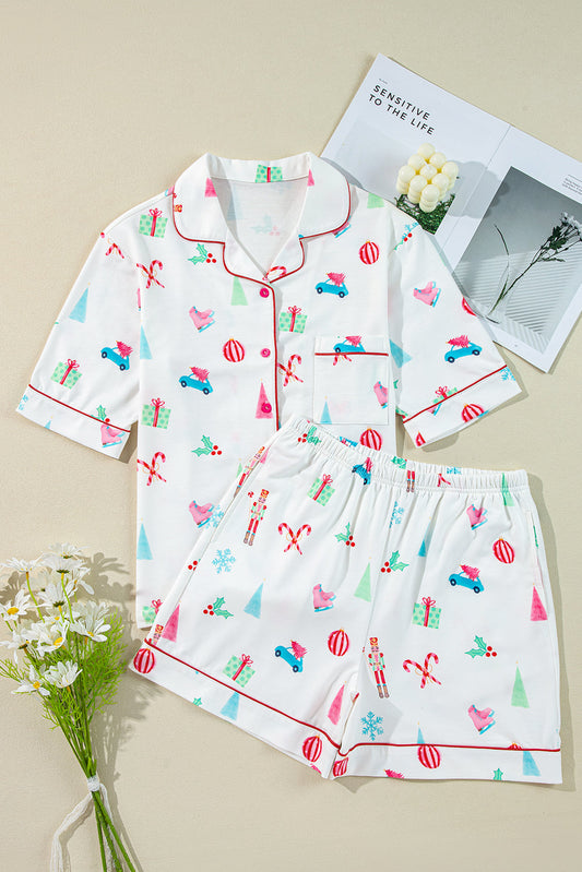 Christmas Short Sleeve Shirt and Shorts Pajama Set