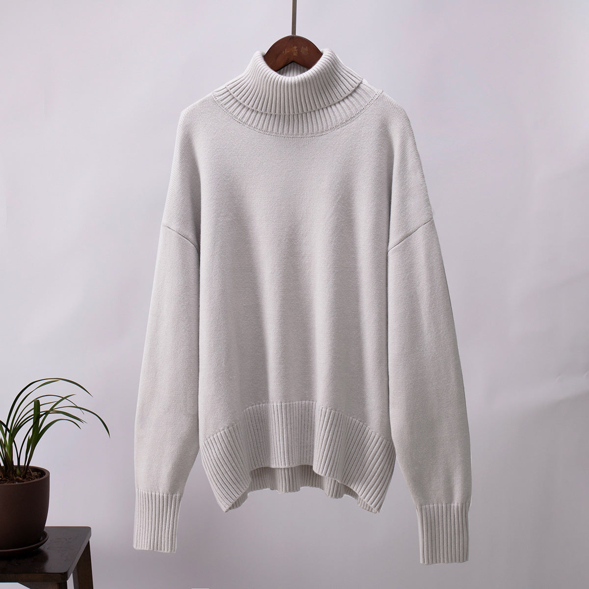 Loose Fit High Neck Knit Sweater