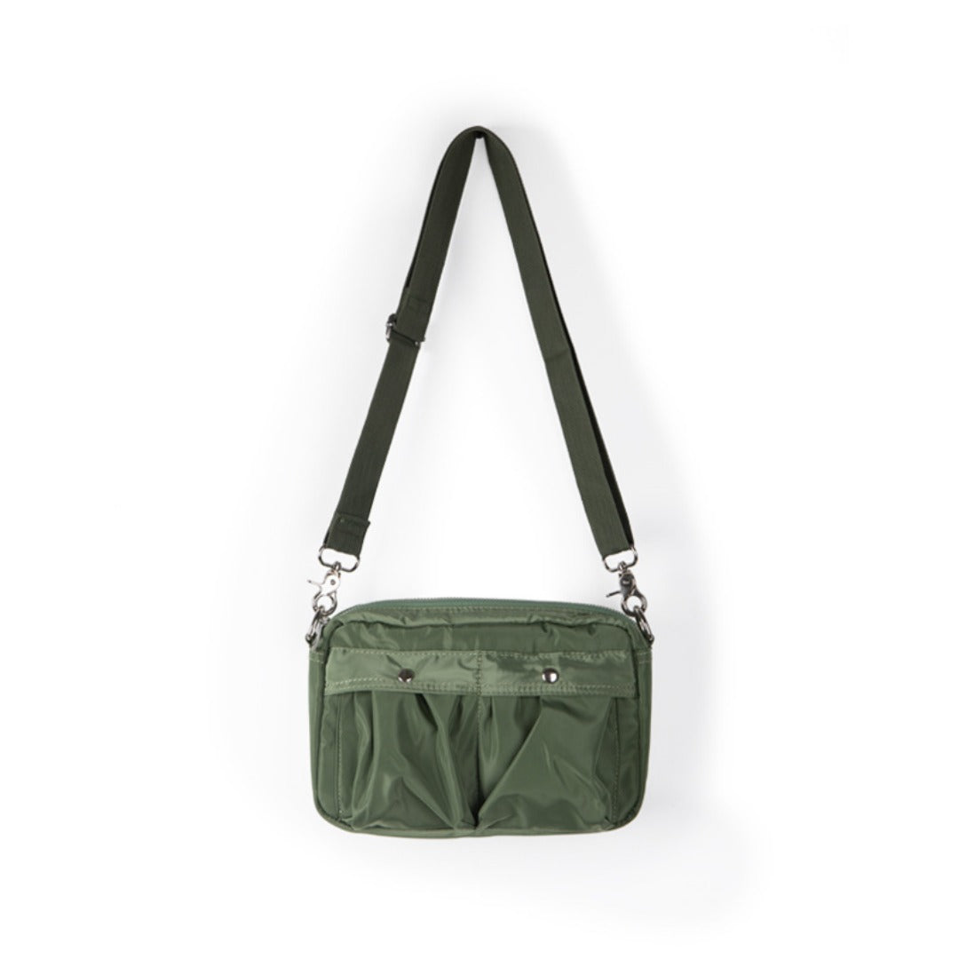 Women's bag simple tooling shoulder Crossbody bag, small pleated stylish casual nylon bag, small square purse