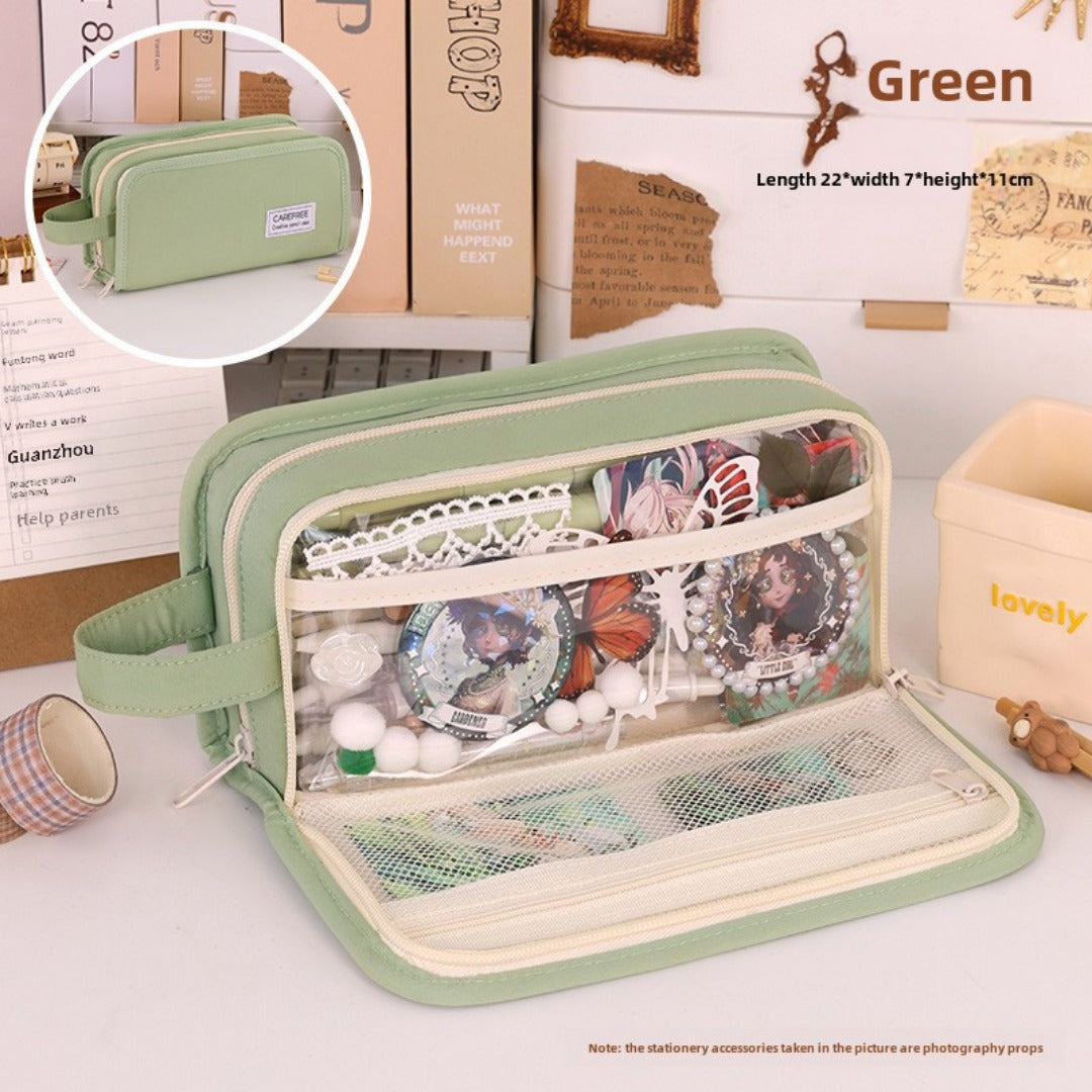 Simple Pencil Case Large Capacity – Dirt-Resistant Transparent Stationery Box for Primary School Students, Ideal Pencil Case