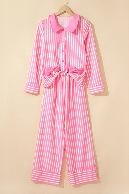 Stripe Bow Top and Pants Pajama Set