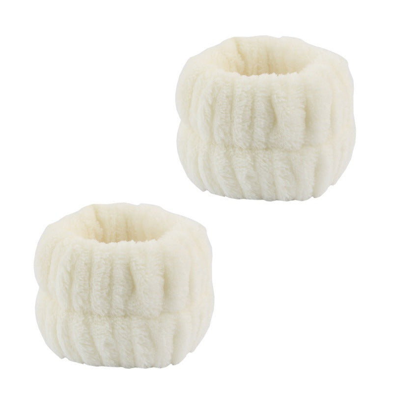 Soft Coral Fleece Wristband and Hairband Set