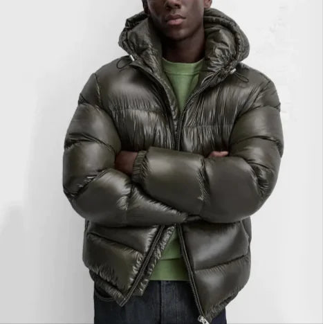 Black Down Hooded Short Coat – Warm and comfortable - # BOAA13210012