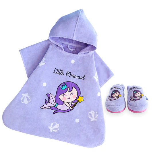 Milk&Moo Kids Poncho and House Slippers Little Mermaid - # GIAA22310003
