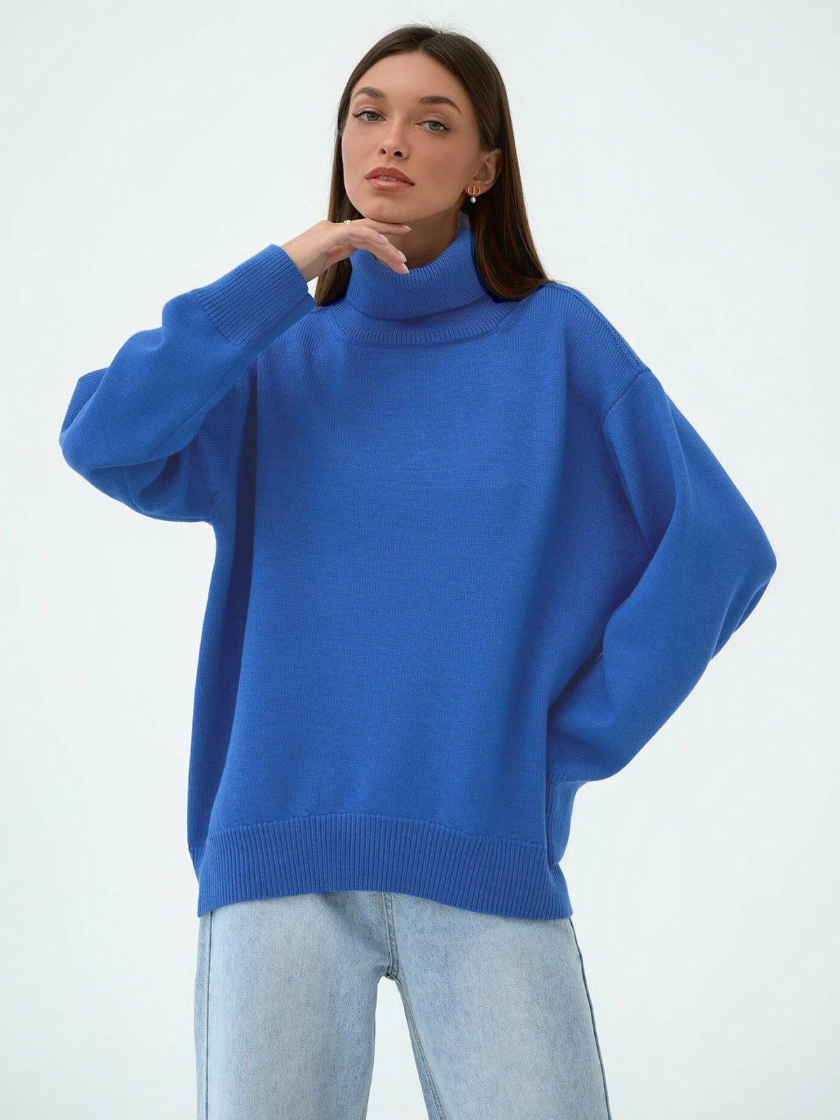 Loose Fit High Neck Knit Sweater