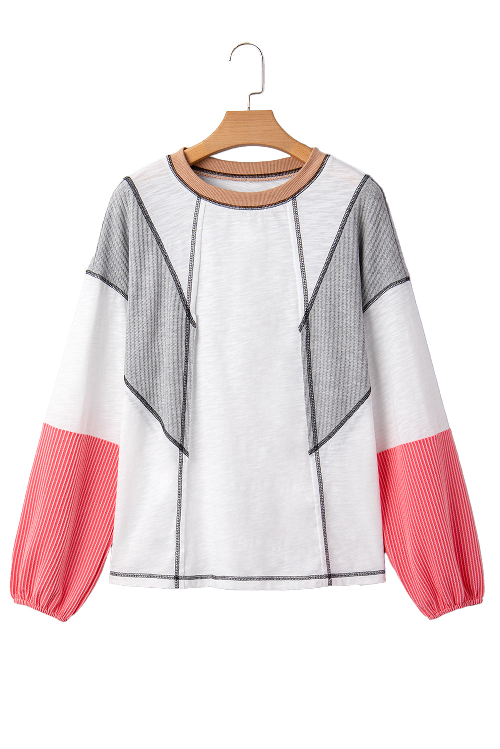 Colorblock Textured Knit Patchwork Top