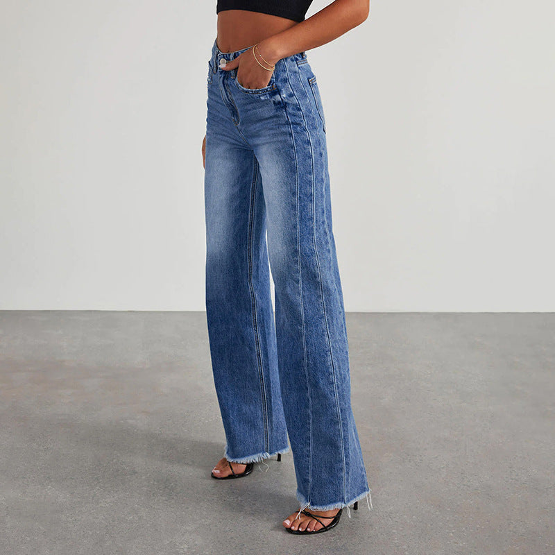 Women's Stretch Wide-Leg Denim Trousers