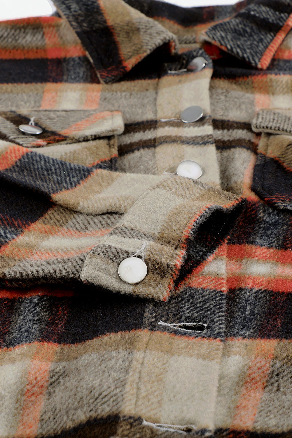 Plaid Pocketed Button Front Shacket