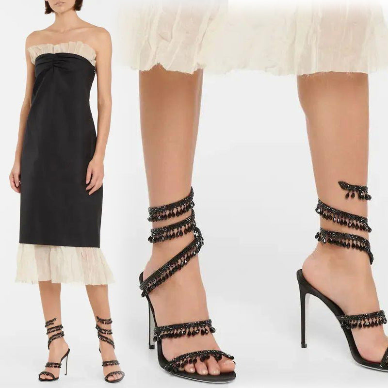 strappy open-toe shoes for walking down the runway