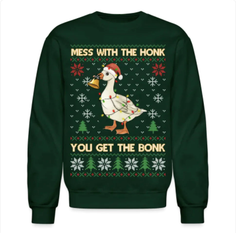 Cartoon Christmas Printed Sweater - Festive Round Neck Pullover - # BOAA13510034