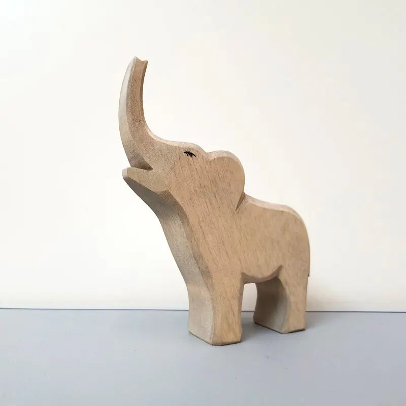 Wooden Animal Figures Handcrafted Elephant Lion Giraffe Toys - # BOT&G512610002