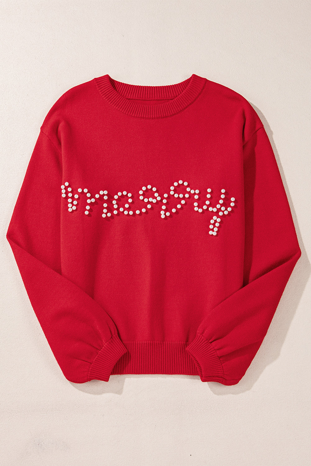 Christmas Merry Pearl Beaded Sweater