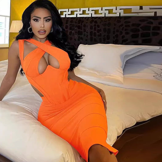 Neck Elastic Women's Dress