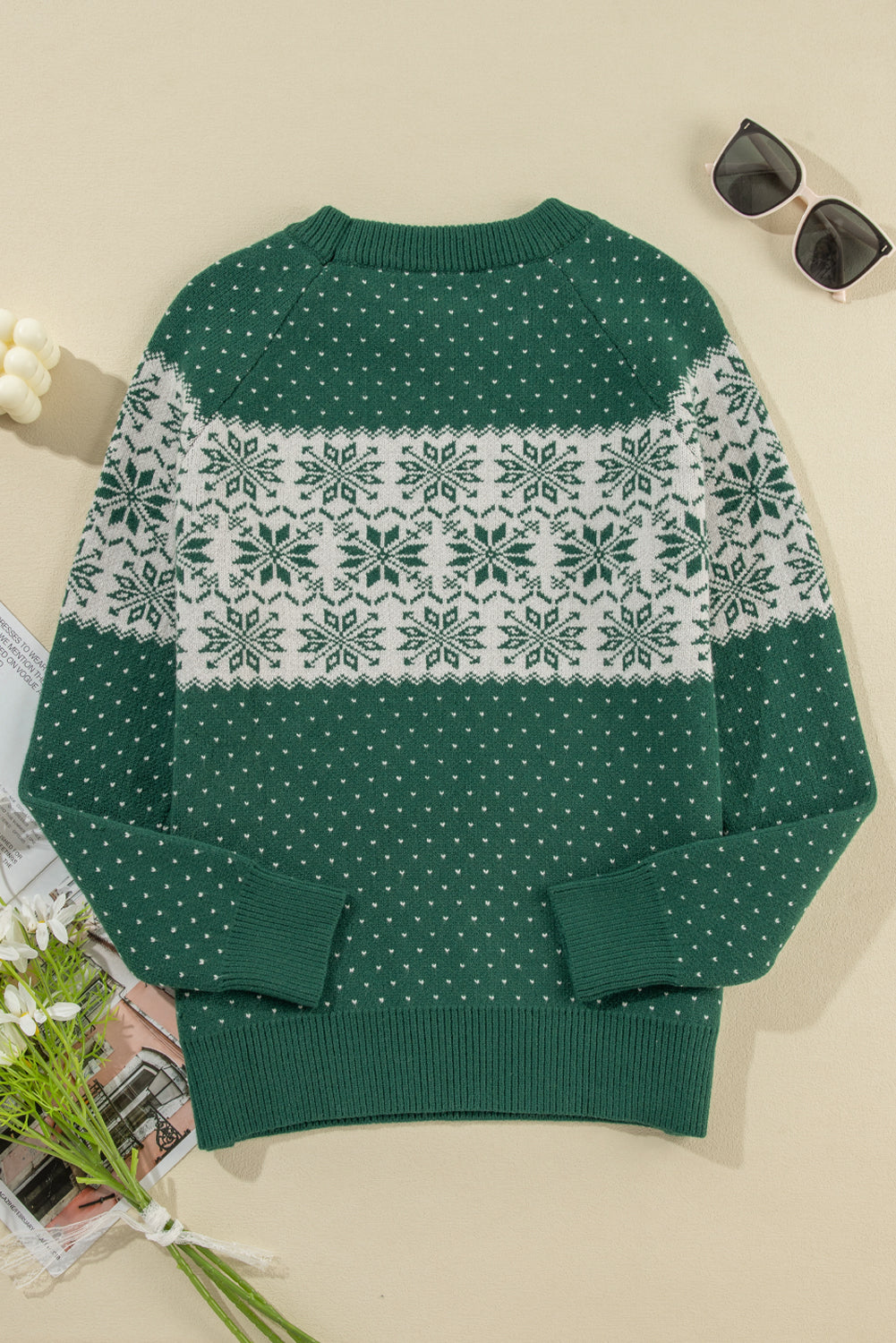 Christmas Snowflake Dotted Long Sleeve Sweater