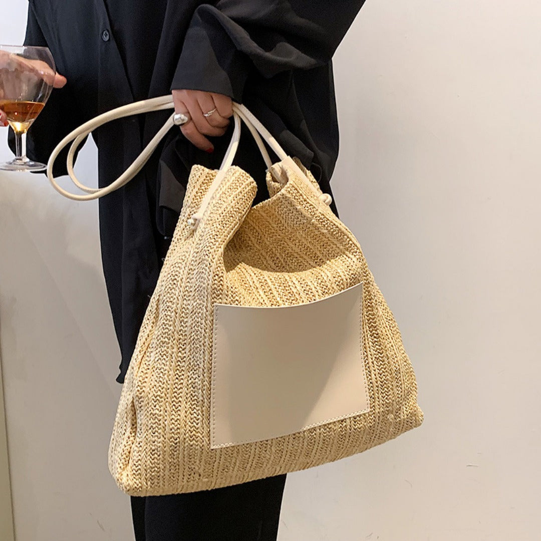 Hobo straw bag, women's summer versatile straw bag, fashionable shoulder hobo bag, large capacity tote bag