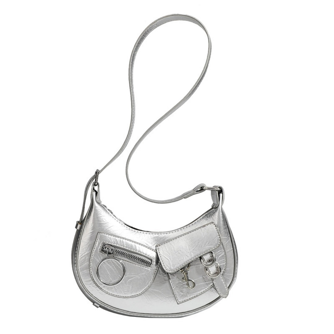 Design Stylish Retro Small Crossbody Bag - Versatile Punk Crescent Bag for Everyday Use