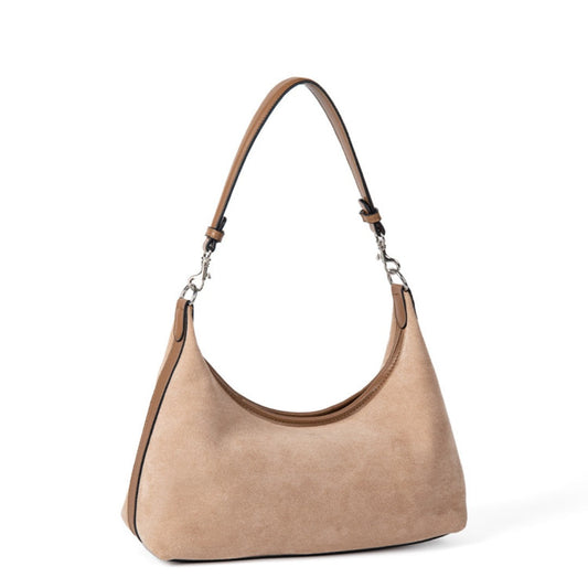 Design suede simple armpit bag, autumn and winter retro versatile handbag, small hobo shoulder bag women