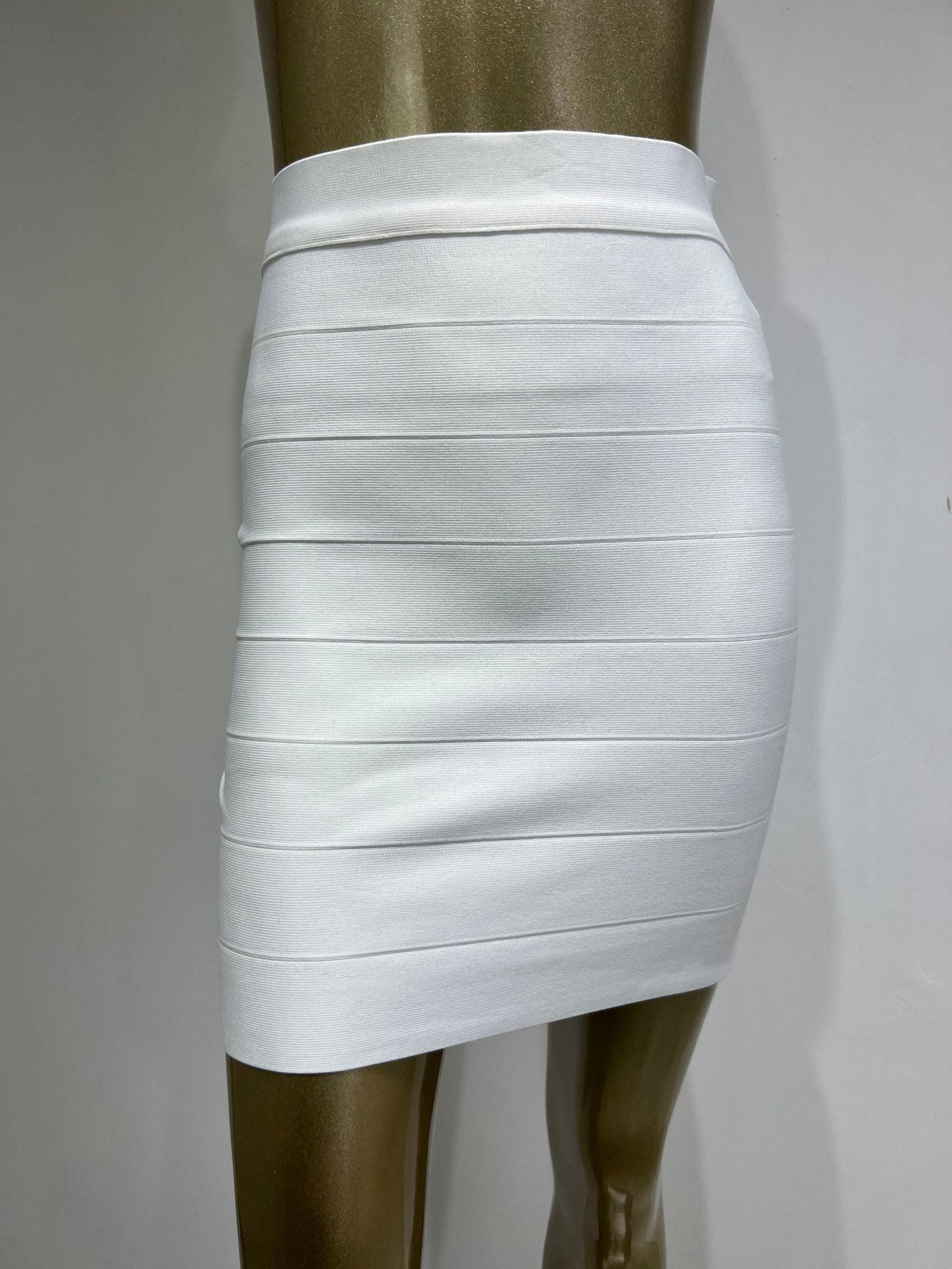 Elastic High Waist Striped Mini Skirt