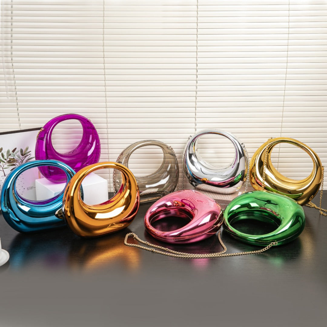 Elegant evening Bag – Gold and Silver Dinner Bag, Stylish Makeup Acrylic Bag, Perfect Prom Bag, Party Purse, and Wedding Clutch