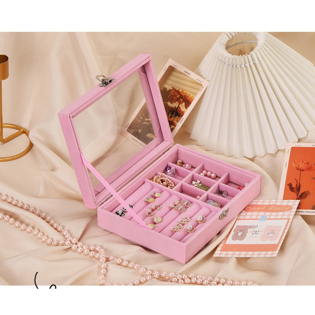 Flannel dustproof jewelry box with lid, ring earrings, earrings, necklace storage box, anti-oxidation jewelry storage box