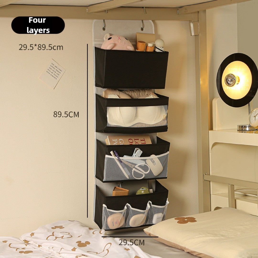 Dormitory multi-layer visual storage hanging bag foldable large-capacity item shelf wall-mounted layered hanging bag