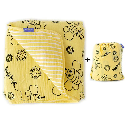 Milk&Moo Buzzy Bee Baby Muslin Fiber Filled Blanket - # BAGE41210014