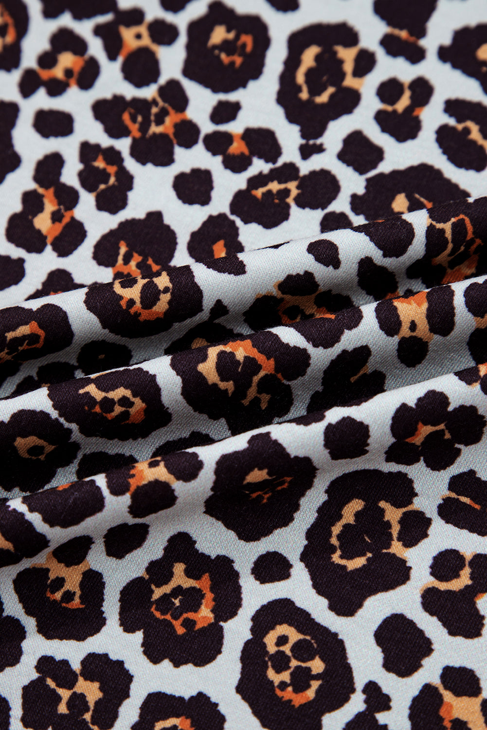 Leopard Floral Patchwork Ribbed Puff Sleeve Top