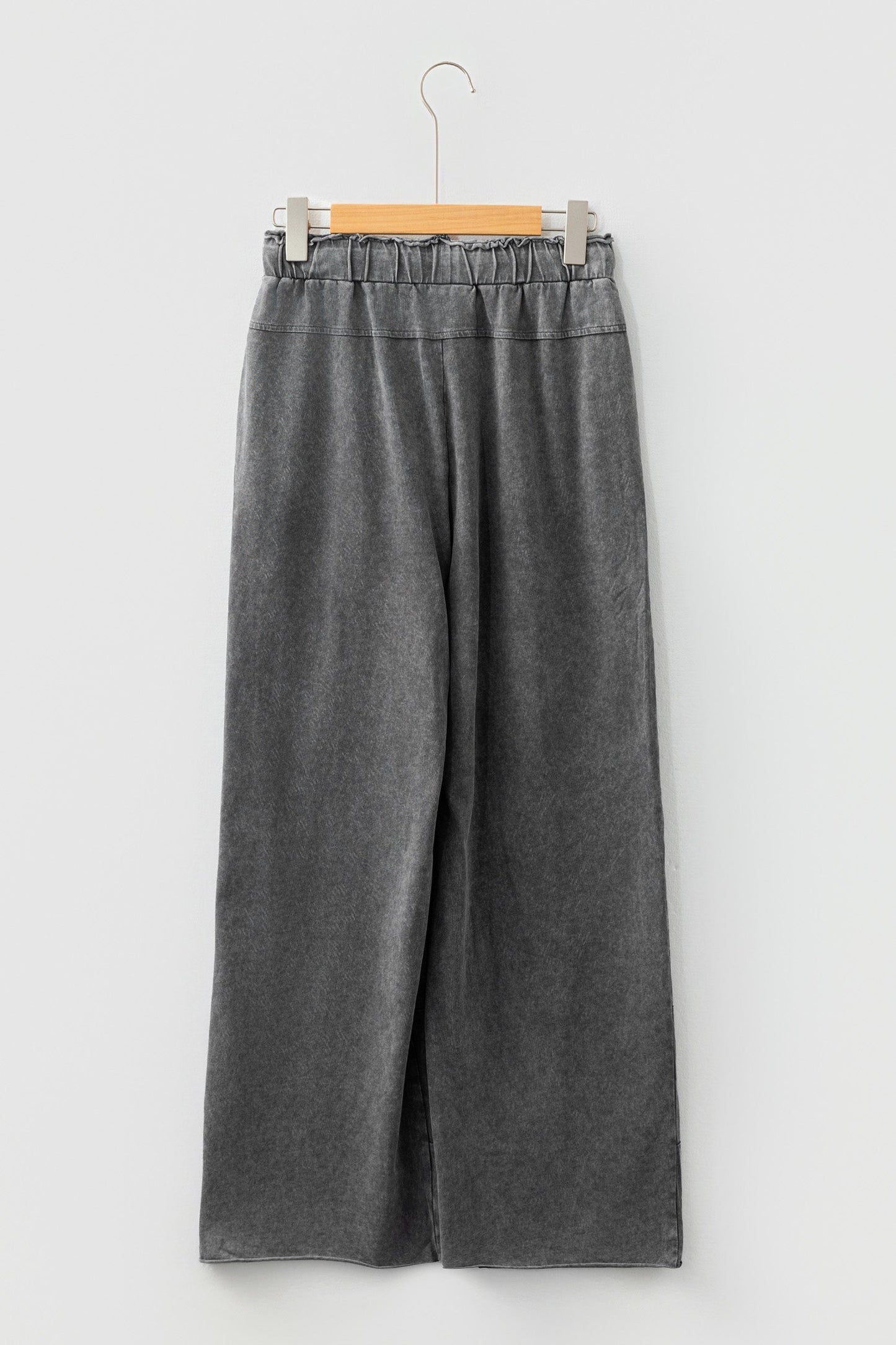 Mineral Wash High Waist Raw Hem Pants