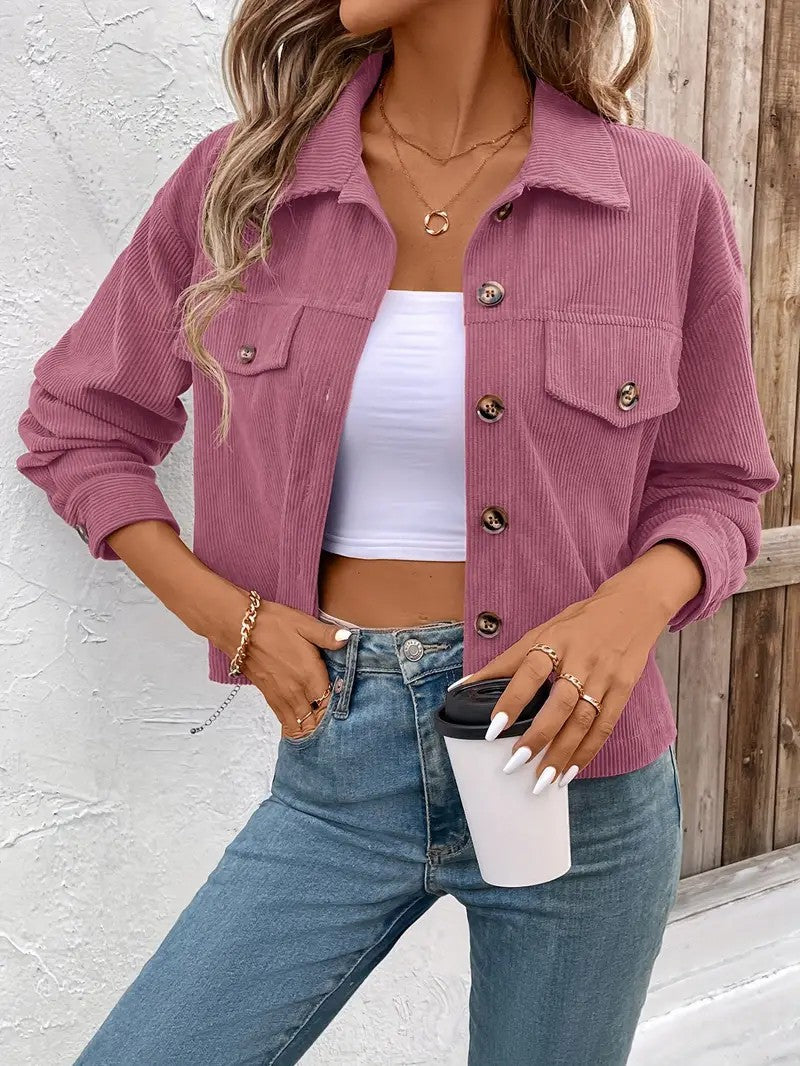 Long Sleeve Button Front Casual Shirt Jacket