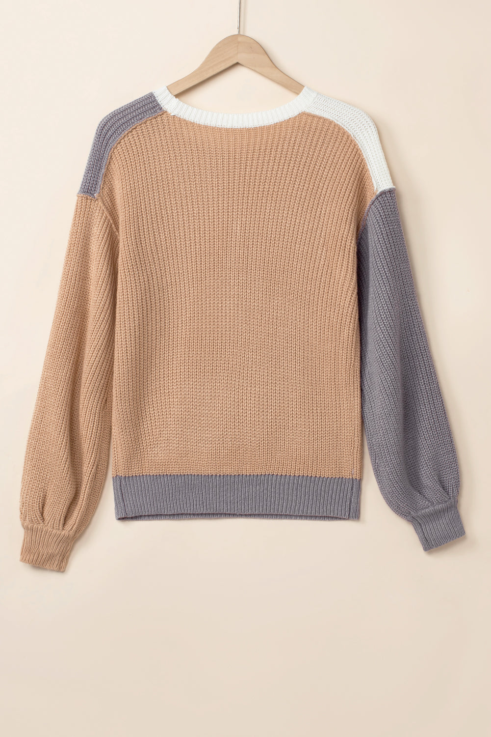 Colorblock Patchwork Round Neck Sweater