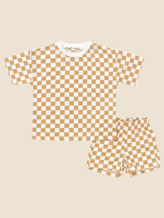 Checkered Short Sleeve Baby Lounge set