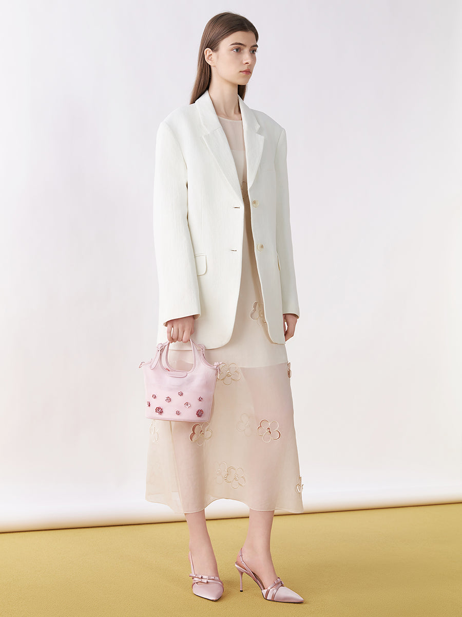 Bridal bow-pointed satin high heels